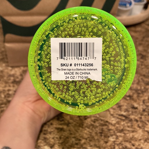 Starbucks Summer 2023 Tri-Colored Fluorescent Neon Yellow Bubble Cold Cup - Picture 4 of 9